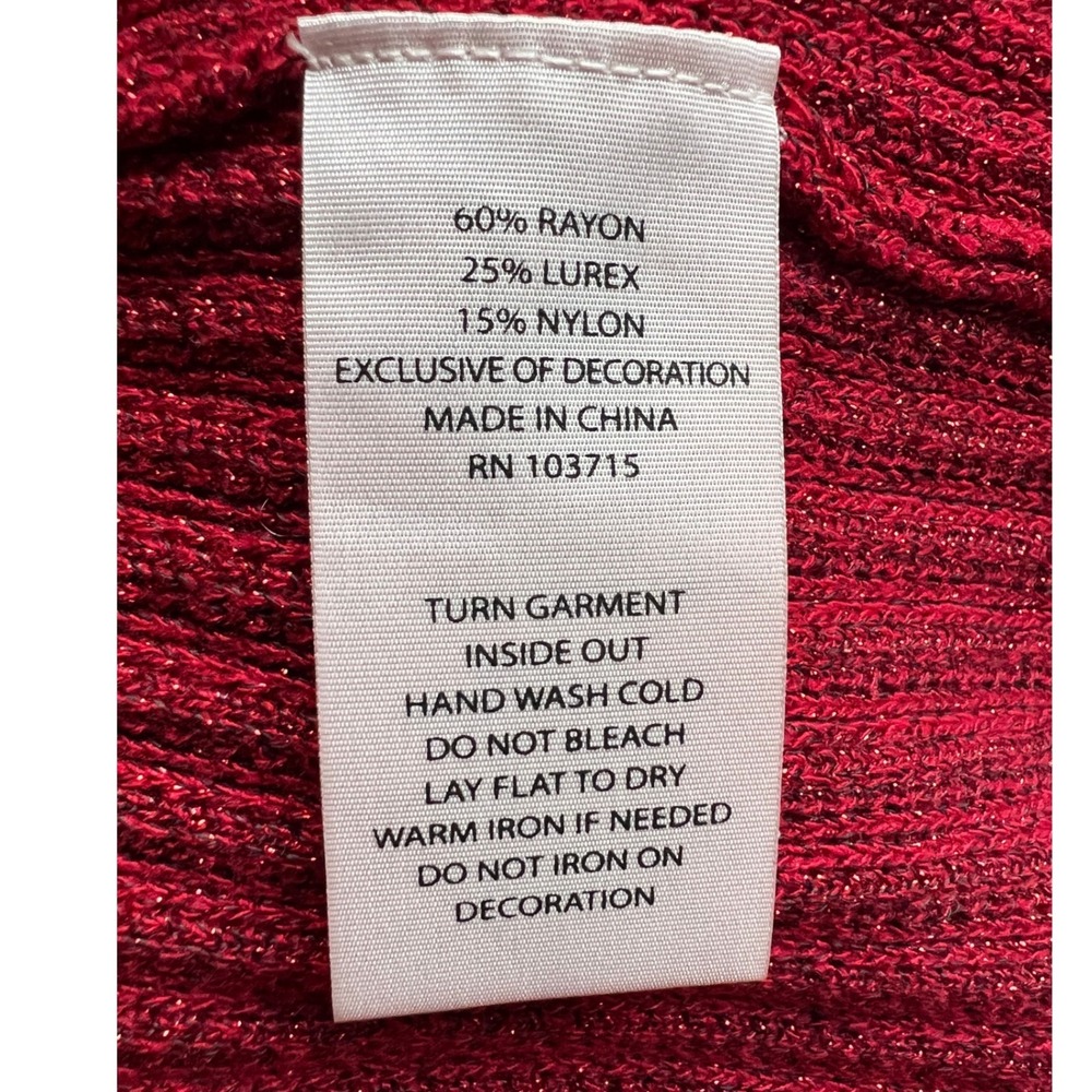 Nanette Lepore Sweater Dress Womens Red Metallic Tiered Ruffle Knit Large Holdy - Picture 9 of 10